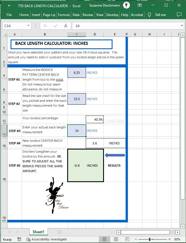 Bodice Back Length Calculator