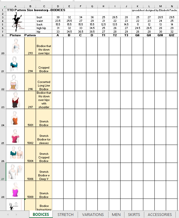 CATALOG SPREAD SHEET